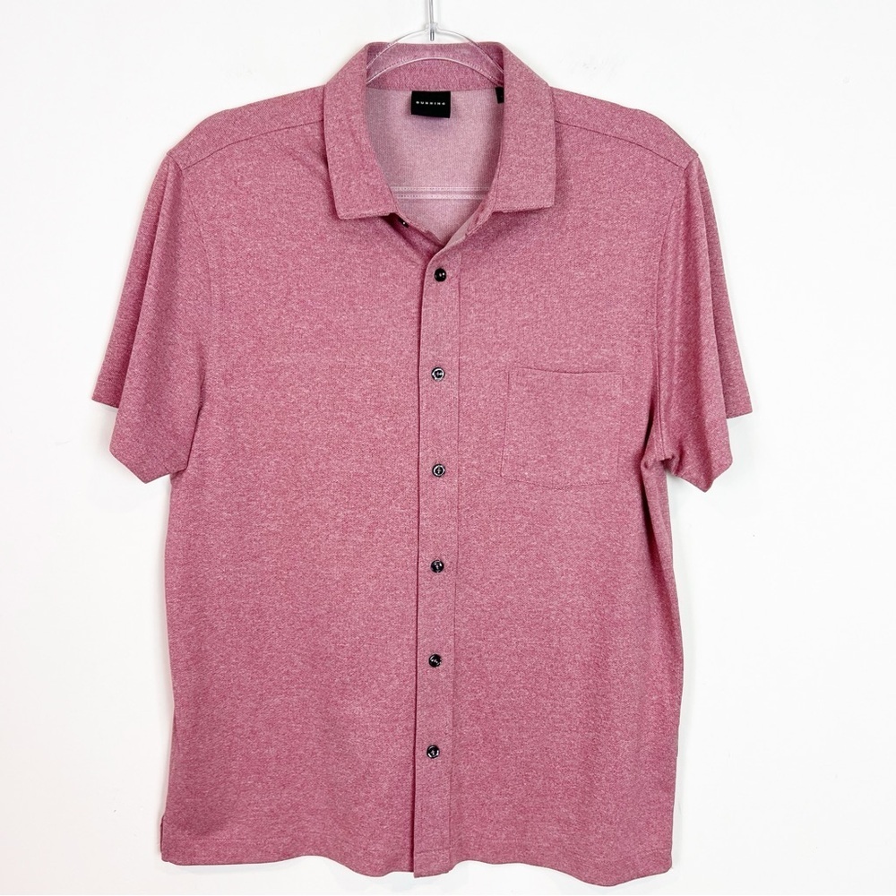 DUNNING RED SHORT SLEEVE BUTTON FRONT SHIRT MENS MEDIUM